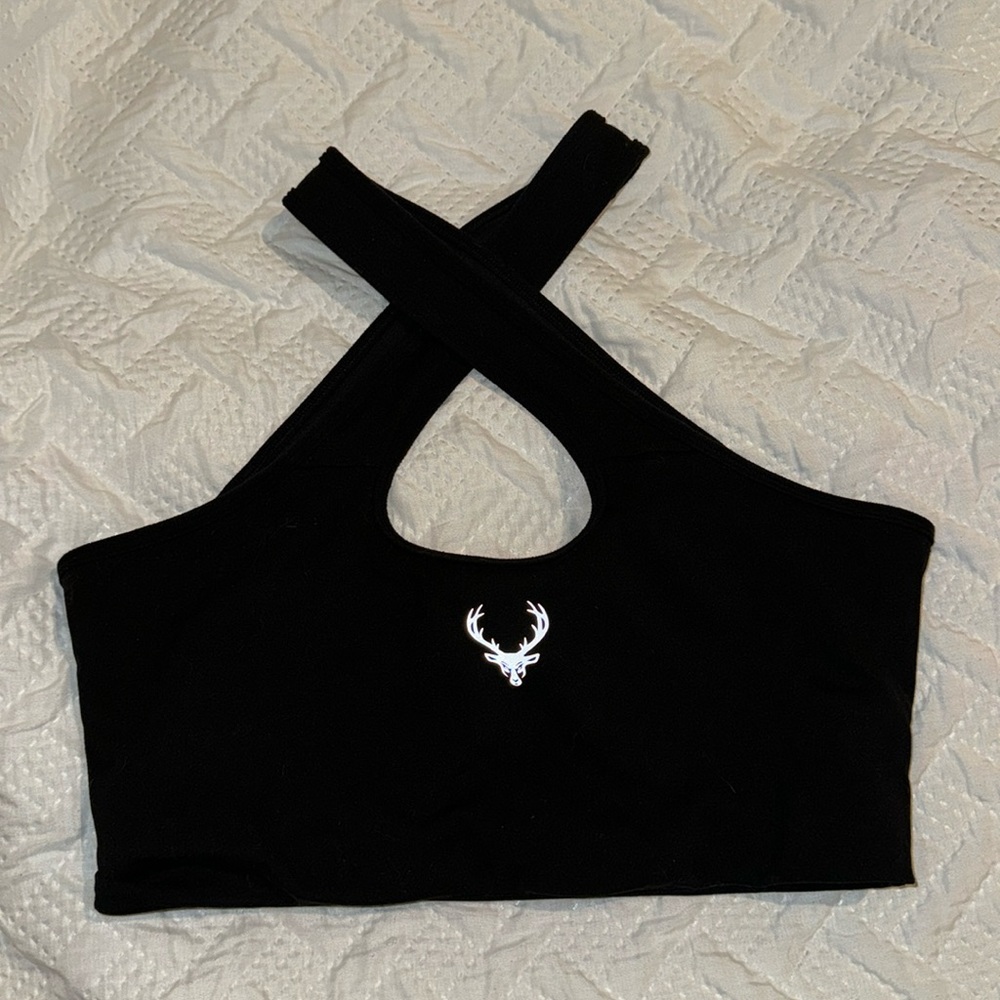 Brand new bucked up twist neck sports bra